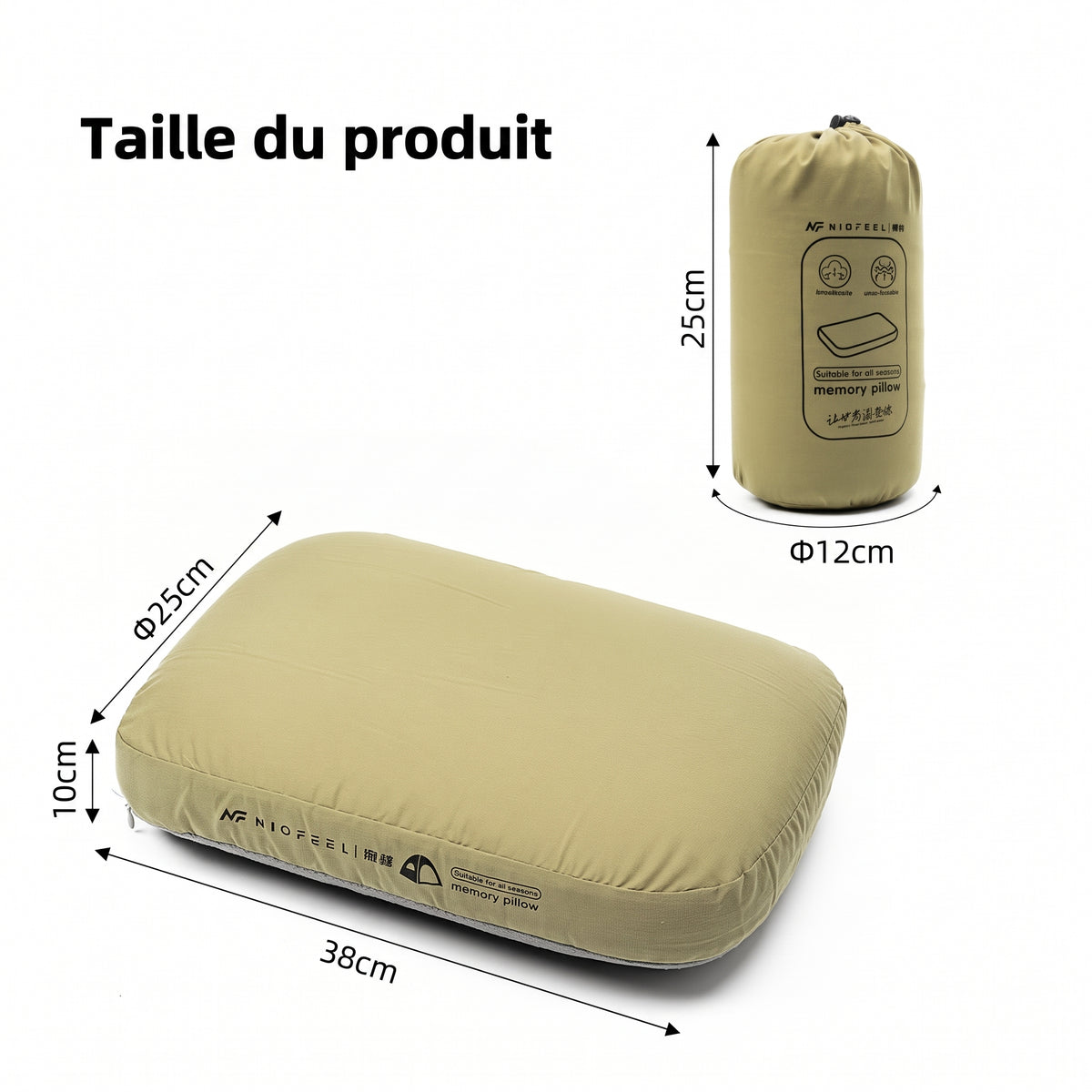 NIOFEEL | Oreiller de Camping Ergonomique Compact