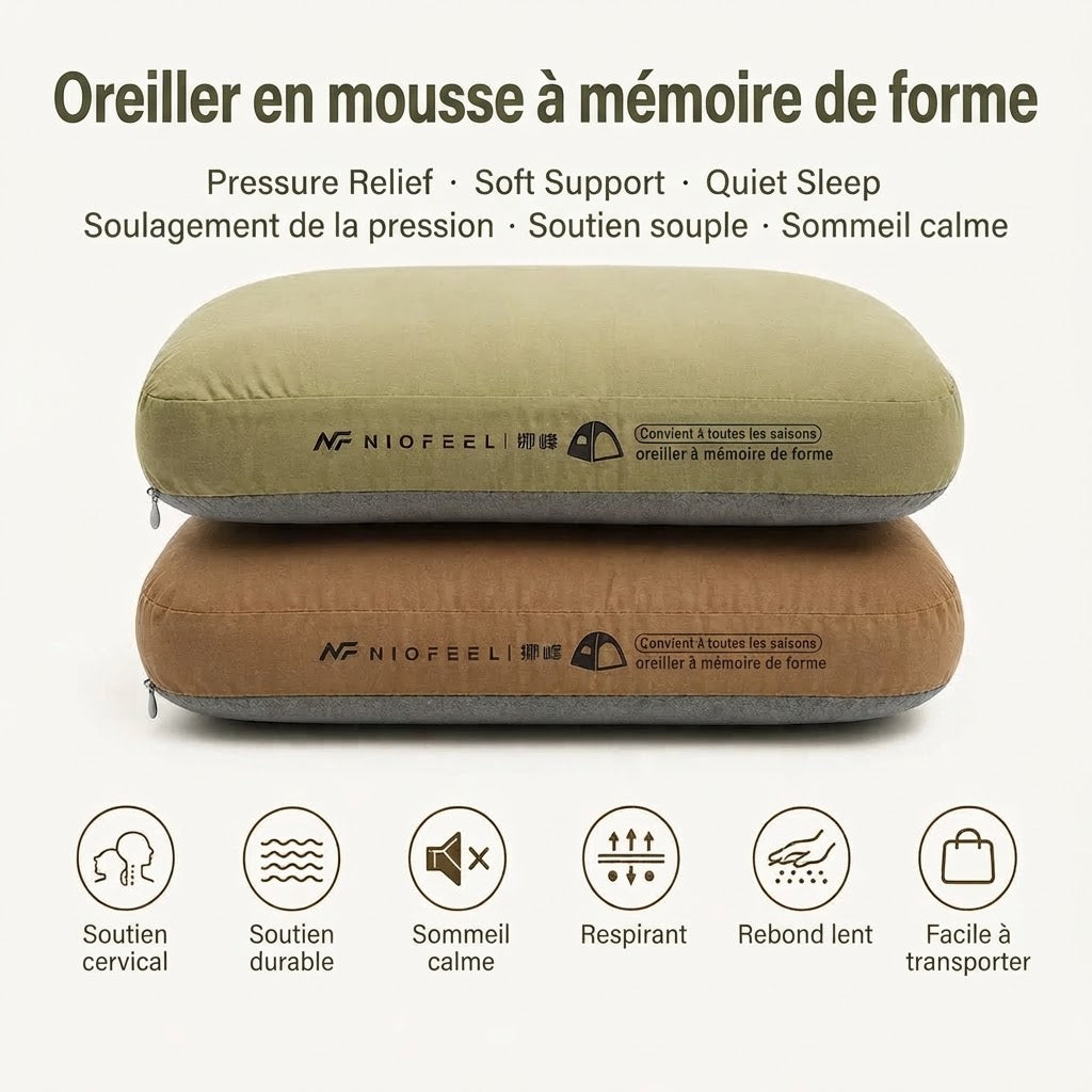 NIOFEEL | Oreiller de Camping Ergonomique Compact